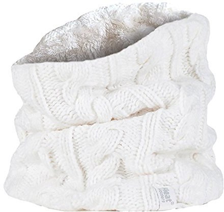 HEAT HOLDERS Ladies GENUINE Thermal Winter Warm Neck Warmer 3.4 Tog Fleece Cable Knit Snood Scarf Purple (Original Cream Neck Warmer)