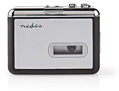 NEDIS - Tragbarer USB-Kassetten-zu-MP3-Konverter - Kassetten in MP3-Format umwandeln - Mit USB-Kabel und Software - 2X AA/LR6, ACGRU100GY, grau