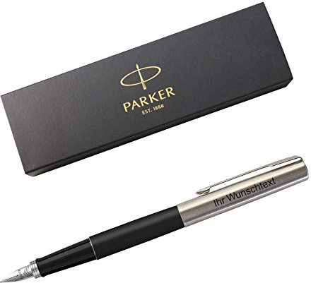 Parker Füllfederhalter Jotter Bond Street Black C.C., Edelstahl, Feder M, inkl. Laser-Gravur