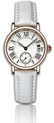YUYTE Frauen Quarzuhren, Dame Analog Round Quartz Lederband Datum Klassische Armbanduhr(#01)