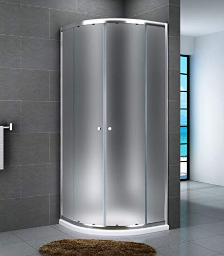 Yellowshop - Box Doccia Angolare 70 80 90 100 120 Cabina Bagno In Cristallo 6 MM Rettangolare Quadrato Curvo Serie Smart (Cm 80 x 80 Curvo Semicircolare, Cristallo 6mm Puntinato Opaco)