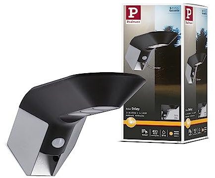 Paulmann 94250 Solar Wandleuchte Soley LED Außenleuchte incl. 1x1,22 Watt Anthrazit Kunststoff 3000 K Warmweiß, 1.22 W [Energieklasse A++]