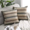 MIULEE 2er Set Streifen Kissenbezüge Kissenhülle Leinenoptik Sofakissen Dekorative Kissenbezug Dekokissen Deko Couchkissen Bezug für Sofa Büro Couch Schlafzimmer Wohnzimmer 50x50 cm Kaffee