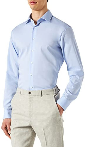Seidensticker Herren Business-Hemd - Shaped Fit - Bügelfrei- Kent-Kragen - Langarm - 100% Baumwolle Hellblau 37