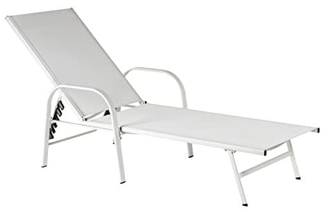 Harbour Housewares Sussex Garden Sun Lounger Bett - Verstellbare Liegende Außenterrassenmöbel - Weiß