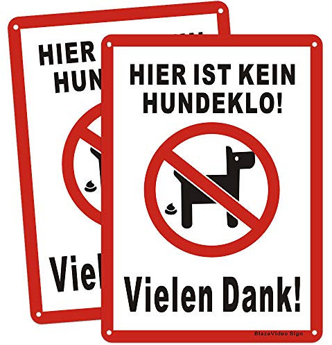 2tlg. Kein Hundeklo Keine Hundetoilette Schilder Hundeverbotsschild, Aluminium Schild Verbot Hundeklo/Hundekot/Hundehaufen/Hundekacke(180 * 250mm)