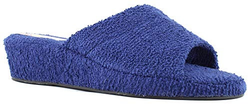 Ciabatte Spugna Aperte Bagno Donna Antiscivolo Zeppa 4 cm Leggere Interno Sughero (Blu, numeric_40)