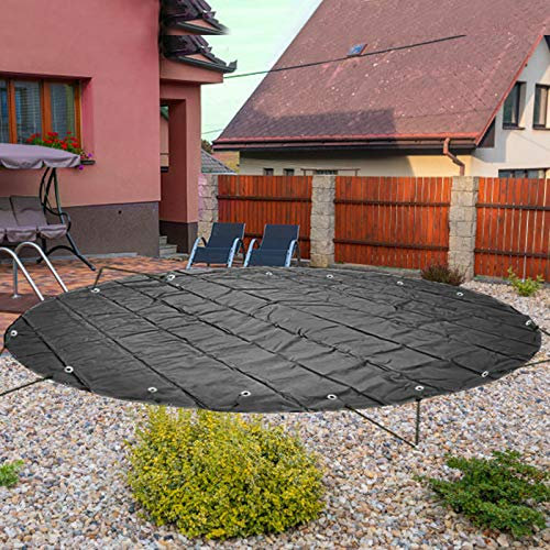 VEVOR Cubierta de Seguridad para Piscina Diámetro de 4 m Cobertor de Piscina Redondo, Tamaño de Piscina de 3,7 m de Diámetro Lona de Piscina de PVC Color Carbón, Fácil de Instalar y Prevenir Escombros