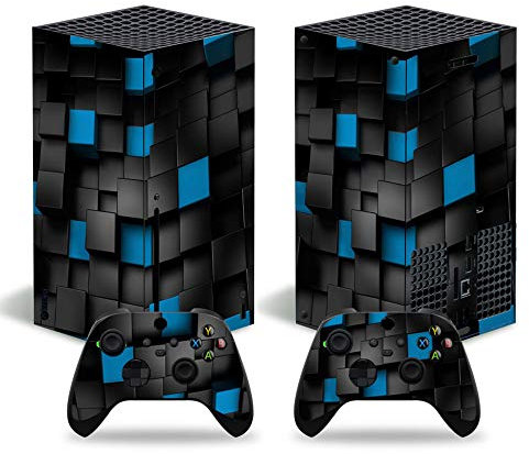Xbox Series X Stickers Full Body Vinyl Skin Decal Protective Cover for Microsoft Xbox Series X Console and Controllers (Blue&Black Block)