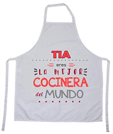 Kembilove Delantal cocina mujer – Regalos personalizados – Delantal con Mensaje Tía eres la mejor cocinera del Mundo – Que regalar a tu madre – Regalos originales para mujer