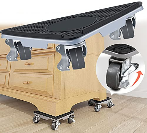 Aocet Möbelheber, Möbelroller mit Lastenheber, Möbeltransport Transportroller Set, Möbel Gleitsystem, Transporthilfe mit Rollen(mit Bremse), 360° Drehung, Max Tragkraft 1300kg