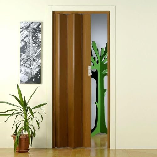 Decorspace - Puerta plegable Maya de interior, 83 x 214 cm de altura, de PVC Made in Italy de madera oscura pequeña, color liso
