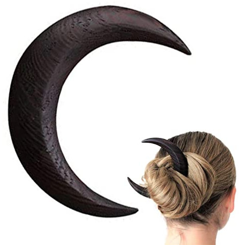 Forcella per Capelli Moon da Donna - Forcella per Capelli lunari scolpita Mano per Donna | Regali di Festa di Compleanno per la Famiglia delle forche Frihair