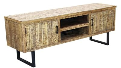 Mobile Porta Tv Bevis in Metallo e Legno cm 160x45x60 h Nero