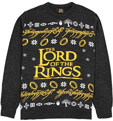 The Lord Of The Rings Adults Christmas Jumper | Mens Ladies Movie Logo Festive Black Knitted Sweater | Presents for Him Her