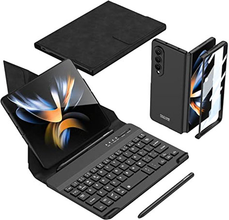 COQUE Galaxy Z Fold 2 étui,Protecteur décran,Clavier,étui en Cuir,Stylet+Fente Stylo téléphone Bureau kit, de téléphone Pliable Variable pour Samsung Galaxy Z Fold 2-Noir