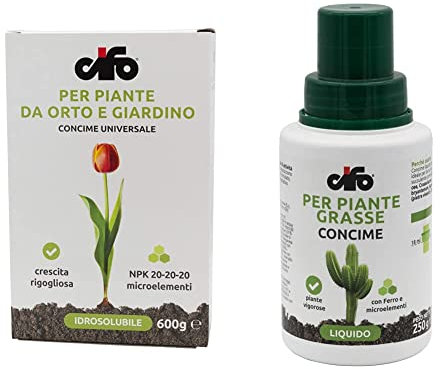 Cifo Concime idrosolubile universale 600 g & Concime Liquido piante grasse 200 ml
