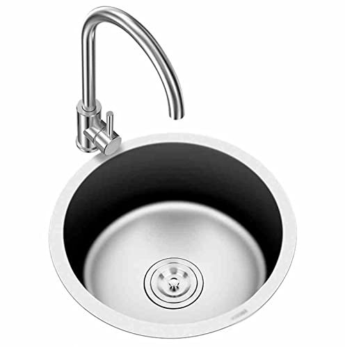 Spültischarmatur, Edelstahl, rund, Einzelspüle, Gemüsebecken, Schüssel, Badezimmer, Waschbecken, Balkon, Bar, Spüle, Workstation, Küchenarmatur, (Color : SilverB, Size :