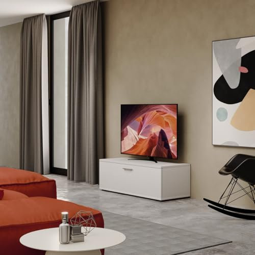 Linea Azzurra Mobile Porta Tv Milleidee 120 in Legno 39x120x45 cm Mobiletto Basso per TV con Cassetto Apertura a Ribalta per Soggiorno, Salotto, Camera da Letto Made in Italy