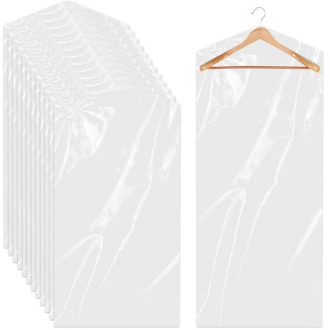 12 Stück Kunststoff-Trockenreinigerbeutel, 60 x 150 cm, zum Aufhängen, transparente Kleidersäcke, zum Aufhängen, staubdicht, für chemische Reinigung, Zuhause, Aufbewahrung, Reisen
