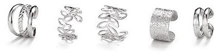 BSLVWG 5PCS Ohr Manschetten für Frauen 925 Sterling Silber Ohr Manschette Ohrringe Nicht Piercing Clip auf Knorpel Helix Wrap Ohrringe Einstellbare Ohr Clip Nicht Piercing Knorpel Ohrring (Silber)