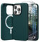 SURPHY Faux Leather Case for iPhone 15 Pro Max Case with Screen Protector, Premium PU Leather Compatible with MagSafe [Metallic Buttons] Cover for iPhone 15 Pro Max 6.7 inch, Green