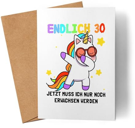 Lilavie-Design Endlich 30 Karte Geburtstag Einhorn Lustig Spruch Frauen Geschenkidee Mädchen 30. Geburtstag 30 Jahre
