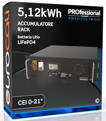 Batteria LiFePO4 48V Accumulo FOTOVOLTAICO 5.12 kWh - 100Ah - BMS - CEI 0-21 - 445x450x132.5mm