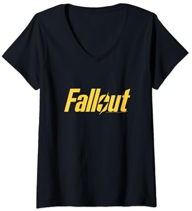 Donna Fallout Yellow Lightning Logo TV Show Maglietta con Collo a V