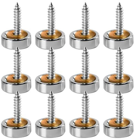 20 Set Viti per Specchio da 25 mm, Copri Tappi Decorativi Chiodi per Specchio Spazzolati, Viti per Specchio in Acciaio Inossidabile Chiodo con Rondelle per Cartelloni, Specchi, Poster in Vetro (25 mm)