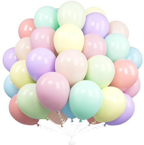 Unisun Pastell Regenbogen Luftballons, 50 Stück 12 Zoll Macaron Regenbogen Ballons, Mehrfarbige Luftballons Für Frauen Mädchen Geburtstagsfeier Babyparty Abschlussfeier Jahrestag Picknick Dekorationen