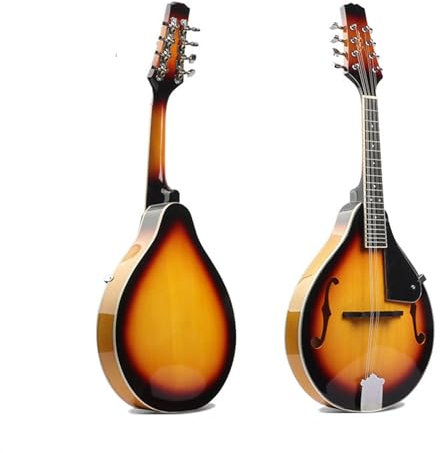 Anfänger Mandoline-Instrument Viersaitige Akustische Mandoline Glänzend Linde Instrument Mandoline Stahlsaite F-Loch(3TS)