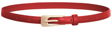 GRACE KARIN Damen Schmaler Gürtel Klassisch PU-Ledergürtel Dünner Taillengürtel Dekorativen Gürtel für Jeans Hose Kleider mit goldener Schnalle L Rot CL2765A24-04