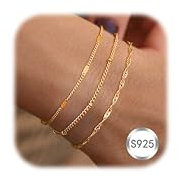 ORAZIO 3 Pcs Armband Damen Gold Silber 925 Armbänder Gold Armkette Verstellbare Armband Set Gold Schmuck Armband Damen Mädchen