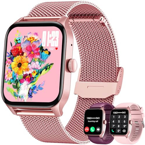 Orologio Smartwatch Donna Fitness Watch: Orologi con Chiamate Pressione Sanguigna Contapassi Impermeabile Polso Sport Tracker Bluetooth Calorie Messaggi 1,83 Quadrato Touch per Android iOS Telefono