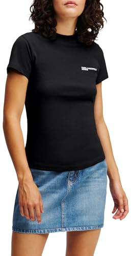Karl Lagerfeld Jeans, Damen, Slim Short Sleeve Essential Logo Tee, Slim Fit, Schwarz, S