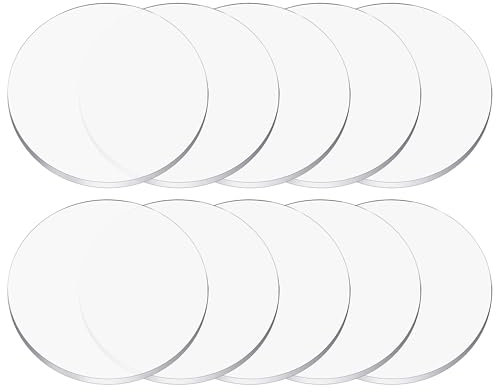 10 Stück 3 cm Klare Acrylscheibe, 5 mm dick, gegossenes PMMA, runde Platte, Acrylplatte Kreis aus synthetischem Glas, transparente Sockel für Figuren, DIY Display