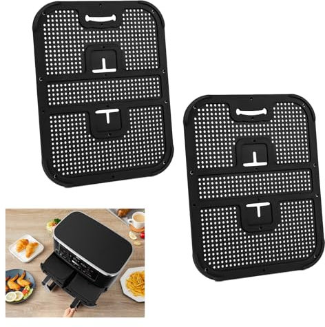 Air Fryer Splatter Screen, 2 Hot Air Fryer Liners Accessories, Compatible with Ninja Foodi MAX Dual Hot Air Fryer AF400UK/AF451UK, Splatter Screen Protects Air Fryer Heating Coil and Fan, Reusable