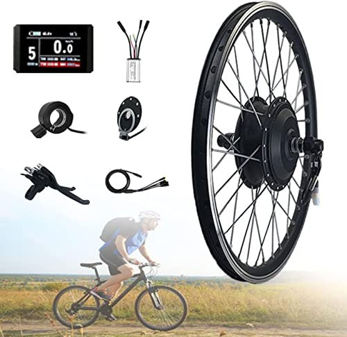 SXYKXYDL Kit di conversione Bici elettrica 16/20/24/26/27.5/28/29/700C Kit Motore mozzo Ruota Anteriore e Posteriore, Motore Bici elettrica 48v 250w con Display (Dimensioni: 16 Pollici)