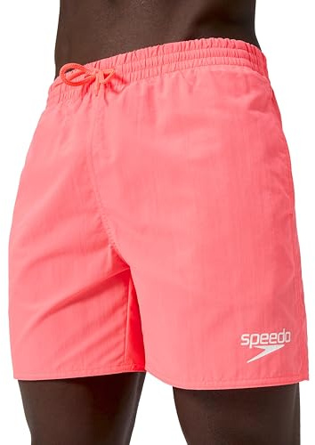 Speedo Men's 16 Watershort Swimming Trunks| Quick Dry | Comfortable Fit | Classic Style | Drawstring Waist, Black/Neon Coral, XS