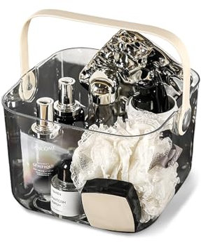 Balakaka Panier de douche portable avec poignée, panier de rangement avec trous de drainage, gande capacité de base panier de rangement pour salle de bain et cuisine