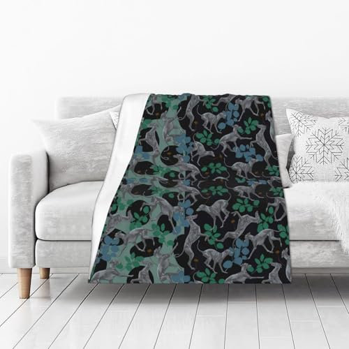 Windhund Kuscheldecke, warme Flanell-Fleece-Plüsch, weiche Sofa-Überwurfdecke als Bettdecke/Bettlaken, 102 x 127 cm