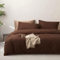 Michorinee Housse de Couette 220x240 Marron Foncé Chocolat Parure de Lit Adulte 2 Personnes Sommier en Microfibre Linge de lit avec 2 Taies d'oreiller 65x65 et Fermeture Éclair