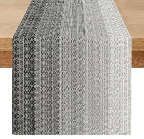 Tischläufer Grau Modern 40 x 180 Outdoor Tischläufer Vintage Leinenoptik Läufer Tisch Frühling Sommer Abwaschbar Tischläufer Landhausstil für Esszimmer Küchentisch Party Urlaub Dekor