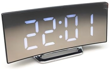 MEIION Raum Lust Geschwungener LED-Digitalwecker im modernen Stil RGB LED Wecker mit gebogenem Bildschirm, großes Display, Nachtlicht & USB-Ladeanschluss