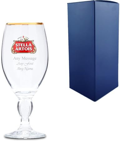 Personalised Engraved Stella Half Pint Glass 10oz with Gift Box | Custom Beer Glasses, Birthday Gifts for Him, Men Gifts, Best Man Groomsmen Gift