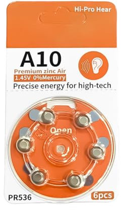 Lot de 6 piles pour appareils auditifs A10 haute densité d'énergie fournissant une alimentation fiable pour divers appareils auditifs