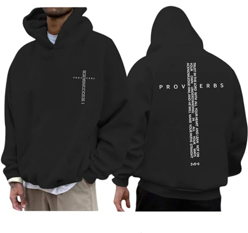 Lubpow Kapuzenpullover mit christlichem Motiv für Herren, inspirierender religiöser Hoodie mit Kreuz und Bibelvers-Grafik im Vintage-Stil, Kapuzensweatshirt
