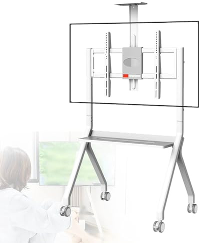 Tragbarer mobiler Ständer mit Verstellbarer Höhe,rollender Whiteboard-TV-Wagen für 42-75 Zoll / 55-100 Zoll Bildschirme,für Büro,Klassenzimmer(White 100inch)