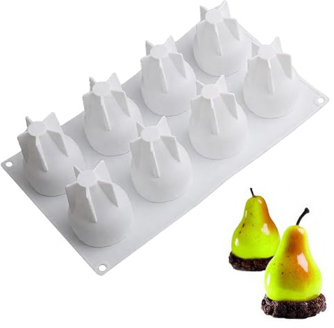 Bustlwor Moule De Gâteau en Silicone 3D Pear, Poire Mousse, Moule à Bricolage, pour Pudding, Gâteau, Savon, Chocolat (Blanc)